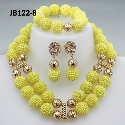 China Premium Nigerian Beads Jewelry Set African Chunky Statement Necklace Set Bride Gift Beads Set for sale