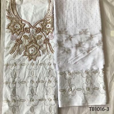 China Tessuto 100% anti-static cotton bazin with white beaded tulle lace fabric african clothing traditional bazin for sale