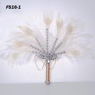 China African Handmade Elegant Feather Fan Feather Bride Hand Held Fans For Wedding Decoration for sale