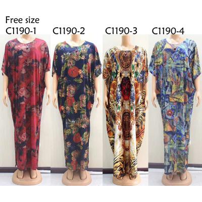 China 2020 Best Size Anti-wrinkle Flower Pattern Chiffon Clothing Women Kaftan Beach Wear Dubai Lady Tunic Swim Dress Free Shipping for sale