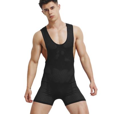 China One-Piece Mesh One-Piece Stretch Union Jumpsuit Body Nylon Super Onesie Man Suit One Piece Pajamas Mens for sale