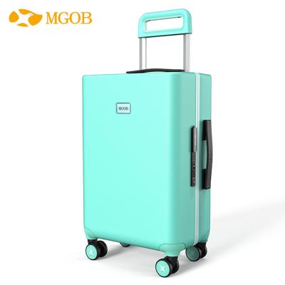 China Fashionable Shell Bag On Wheels Travel Hard Shell Trolley Luggage MGOB Green Color PC Hot Trolley Bags Carryon Luggage for sale