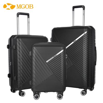 China MGOB PP Fashionable Smart Cabin Luggage Hard Shell Traveling 3Pcs Custom Luggage Set Suitcase for sale