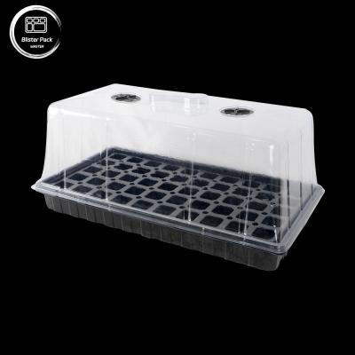 China Durable Black Plastic Seedling Trays for Greenhouses Recycled Material 50 Cell Seeder 3.8cm Deep Holes for sale