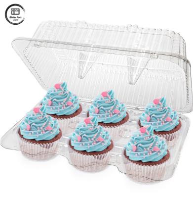 China Clear PET Cupcake Clamshell Containers Custom Secure & Desserts Transparent Cake Box for sale