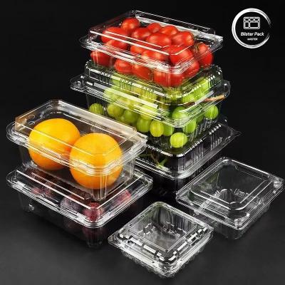 China Grapes Lychees & Cherries PET Clamshell Food Containers Transparent Plastic Boxes for sale