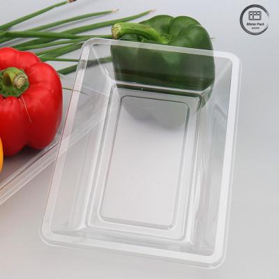 China Transparent Disposable Fruit and Vegetable Tray Flat Bottom Plastic Packaging for Fresh Produce for sale