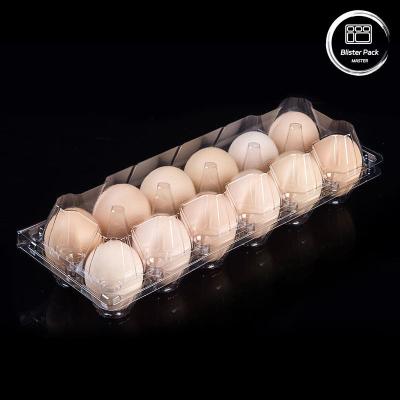 China Vacuum Formed 12-Slot Durable PET  Egg Blister Tray Disposable Plastic Grid Tray With Cover for sale