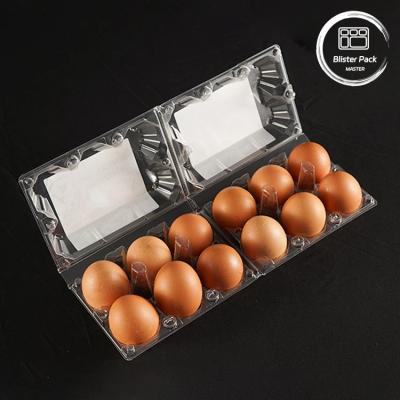 China 12 Pack Custom PET Egg Plastic Thermoformed Trays Cartons / Dozen Egg Packaging for sale