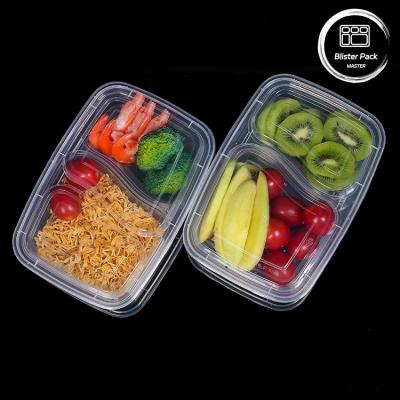 China Two Compartment Biodegradable Takeaway Containers Plastic Bento For Fast Food for sale