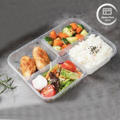 China 4 Compartment Disposable Plastic Bento Box Hotel & Restaurant Meal Prep and Takeout Containers for sale