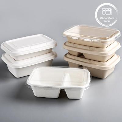 China Square Eco Friendly Biodegradable Sugarcane Pulp Lunch Box 100% Compostable for sale