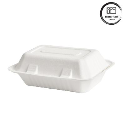 China PFAS Free Compostable Clamshell Lunch Box Fuling Biodegradable Bagasse Pulp Fast Food for sale