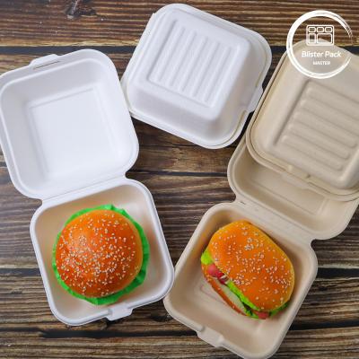 China Eco Friendly Biodegradable Sugarcane Bagasse Clamshell Takeaway Food Containers for Restaurants for sale