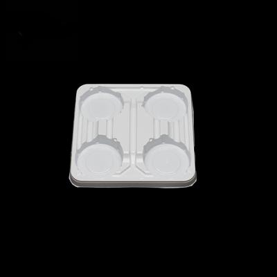 China White PET Disposable Takeaway Tray, 4-Part Coffee Cup Holder For Milk, Yogurt, And Beverages for sale