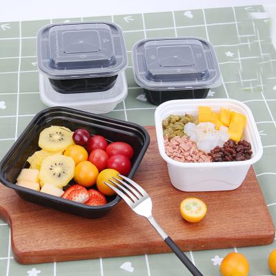 China Industrial Disposable Square Food Boxes PP Takeout Containers for Salads and Lunches for sale