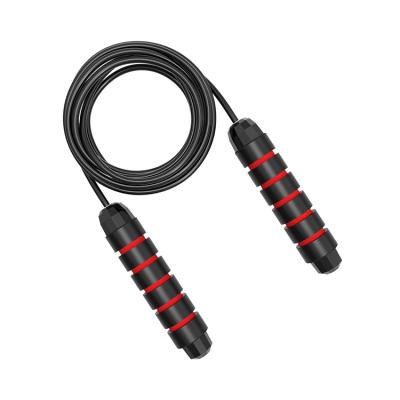 China Premium High Quality Plastic Supporting Wire Speed ​​Jump Rope Black Red Jumping Exercise With PVC Handles for sale