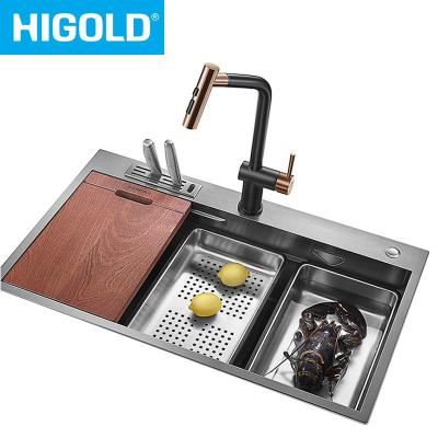 China Without Faucet Stainless Steel Kitchen Sink Customized Various Size Handmade Under Mount Single Kitchen Sink for sale