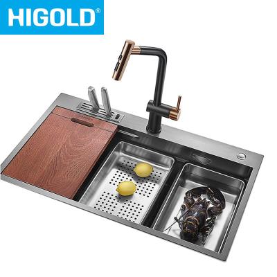 China Without Faucet Multi-Function Commercial Stainless Steel Farmhouse Sink Handmade Farmhouse Kitchen Sink for sale