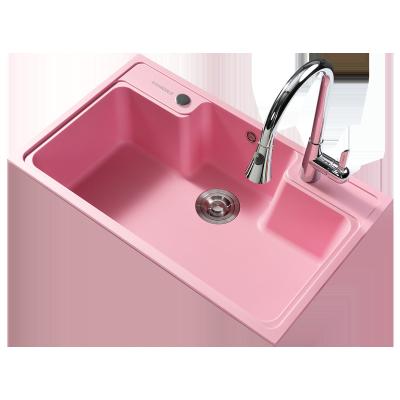 China Quartz Top Handmade Single Bowl Kitchen Sink Faucet Rose Port Kitchen Sink Custom Without Sink for sale