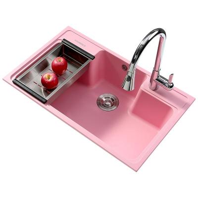 China Without Faucet Rose Quartz Kitchen Sink Port Kitchen High Quality Compound Sinks Customized Color Undermount Installation for sale