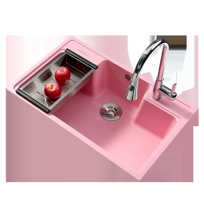 China Without Faucet Rose Port Quartz Sink Kitchen Sink Factory Wholesale Quartz Stone Single Bowl Sink for sale