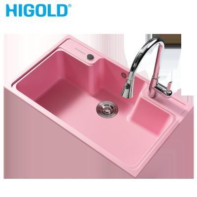 China Without Faucet Rose Port Kitchen Sinks Customized Large Quartz Single-slot Sink Bar Lavatory Sinks for sale