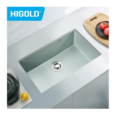 China Without Faucet Porcelain Green Sink 8mm Thickness Kitchen Sink Unique Design for sale