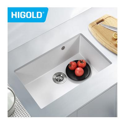 China Without Sink To Sink Custom Style White Quartz Faucet HIGOLD Matching White Kitchen Faucet for sale