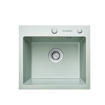 China Without Faucet High Quality Affordable Easy Clean Quartz Green Kitchen Sink With Faucet for sale