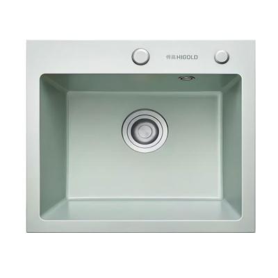 China Without Faucet Wholesale Price Modern Granite Green Kitchen Sinks With Overflow Hole Farmhouse Sink With Quartz Hardware for sale