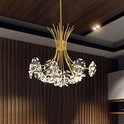 China Qingyang Modern Nordic Ceiling Chandeliers Hotel Dining Living Room Decorative Luxury Lamp Around Crystal Chandeliers Pendant Light for sale