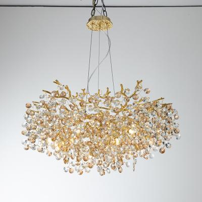 China Modern Customizable Luxurious Crystal Chandelier Gold Villa Lobby Large Luxury Chandelier for sale