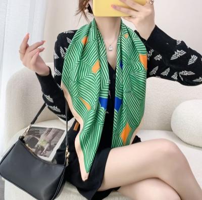 China Checked Silk Twill As Scarf Neck Scarves Women Large Square Hair Scarf 90x90cm for sale