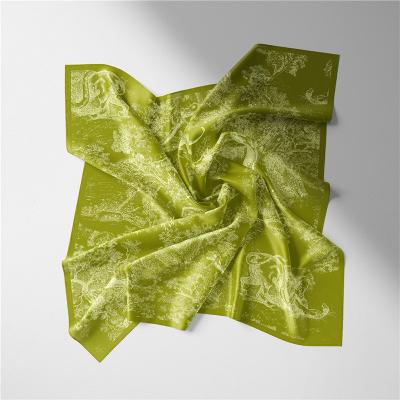 China Checked Silk Twill Like Scarf Neck Scarves Women Large Square Hair Scarf 53x53cm for sale