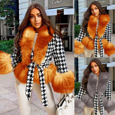 China Anti-wrinkle Women's Short Fur Coat Winter Padded Coat Thin Thin Thick Lace-Up Top for sale