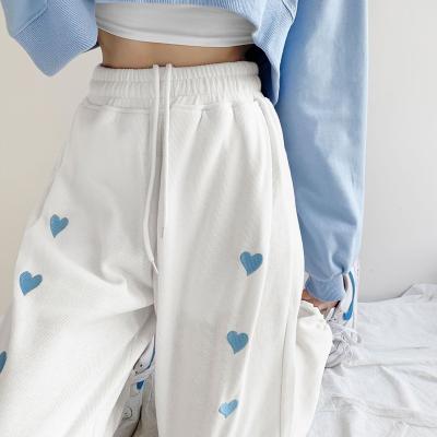 China Spring Hot Selling Breathable Embroidered Casual Heart Jogger Pants For Women for sale