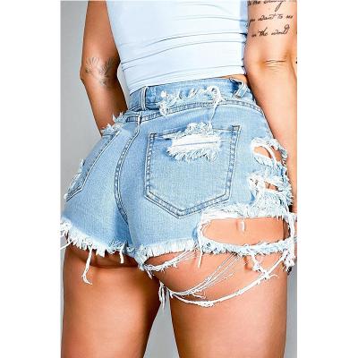 China 2021 New Fashion Women's QUICK DRY Jean Shorts Irregular Torn Hole Stretch Denim Ripped Jeans Short Pants For Woman for sale