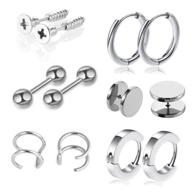 China Hiphop 12pcs Steel Ear Screws Studs Earrings In Body Ear Puncture Kit for sale