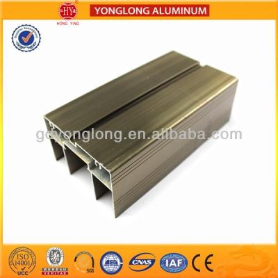 China Champagne color aluminum extrusion construction profile, slide door tracks parts supply anodized/powder coating for sale