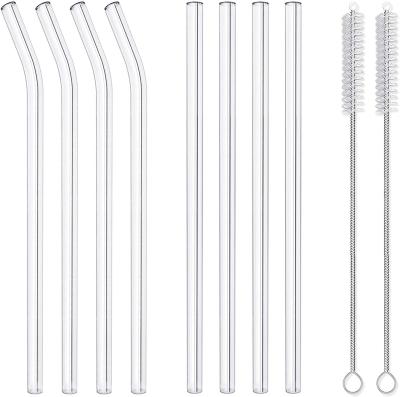 China Sustainable Reusable BPA Free Fit All Tumbler Straws Drinking Glass Straw Set With Cleaning Brushes for sale