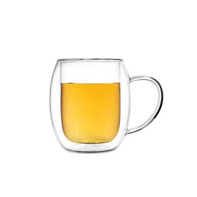 China Disposable Glass Coffee Mugs Double Wall Insulated Clear Coffee Cups Thermal Drinking Glasses Cups for sale
