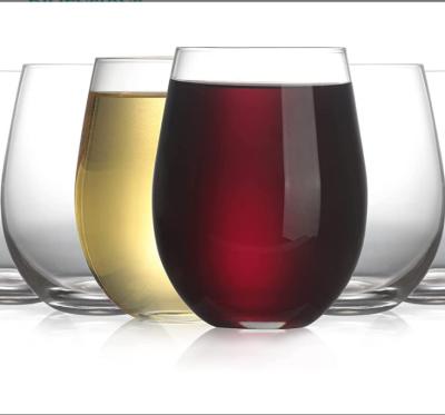 China 15-Ounces Red or White Wine Spirits Wine Glass Eco-Friendly Thick Stemless Glassware (Set of 4) - For Wedding Party for sale