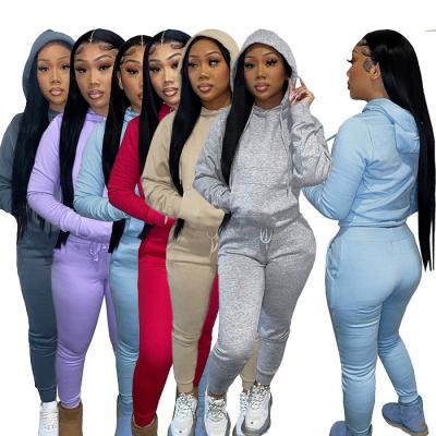 China Custom Logo Ladies Jogger QUICK DRY 2 Piece Fitness Clothing Sweated Tracksuits Jogging Sportsuit Women's Hoodie Tracksuits for sale