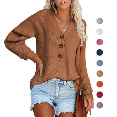 China 2022 New Arrival Fashion Winter Autumn Clothing V-Neck Ladies Casual Sweater QUICK DRY OEM and ODM Knitted Tops Women Sweater for sale