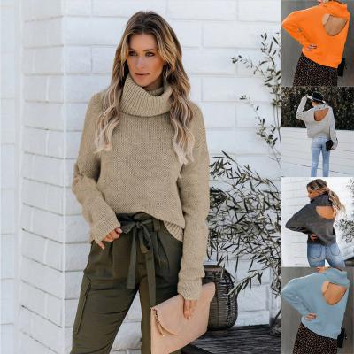 China Factory Wholesale Spring Autumn Winter Warm Knitted Tops QUICK DRY Ribbed Turtle Neck Pullover Sweater Top For Women for sale