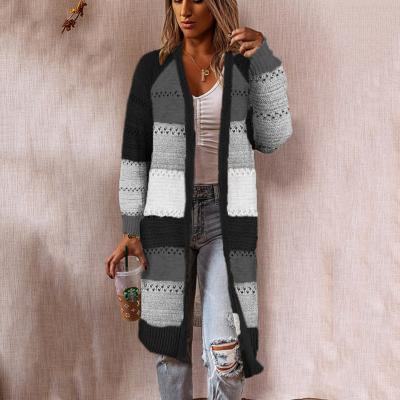 China 2022 Fashion Autumn Winter Factory Price Custom Plaid Front Cardigan Knitted Women's Sweater Open QUICK DRY Long Sleeve for sale