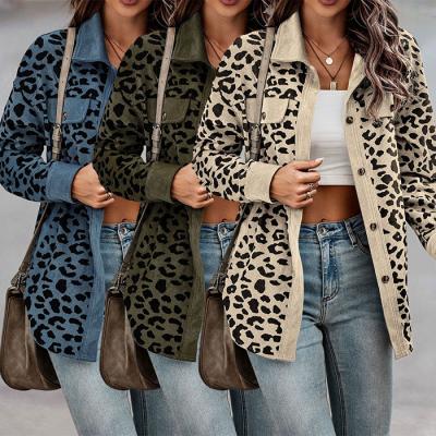 China Hot Selling New Arrivals Anti-Wrinkle Up Contrast Pocketed Pink Leopard Bottom Shear Women Jackets And Coat 2022 Women Plaid Shirt for sale