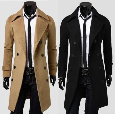 China New fashion winter anti-shrink coated long business wool trench coats men's overcoats men's long jacket men's casual lap woolen collar for sale