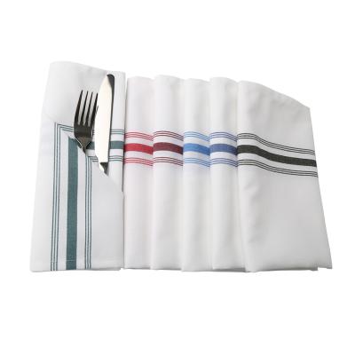 China Durable 100% Spun Polyester Custom Wedding White Table Napkins For Party Restaurant Bistros for sale